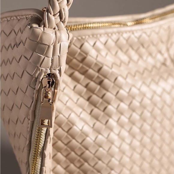 Anthropologie Melie Bianco Woven Crossbody Bag NWOT Beige Vegan Leather Woven - Picture 3 of 9